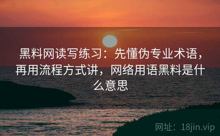 黑料网读写练习：先懂伪专业术语，再用流程方式讲，网络用语黑料是什么意思